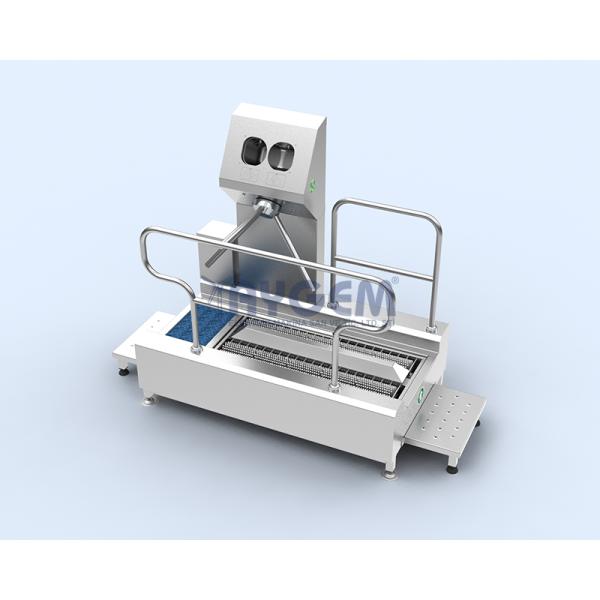 HORIZANTAL BRUSHED- HAND AND FOOT DISINFECTION UNIT  WITH TURNSTILE