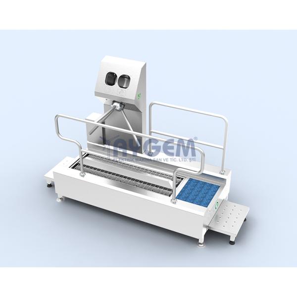 HORIZANTAL BRUSHED- HAND AND FOOT DISINFECTION UNIT  WITH TURNSTILE