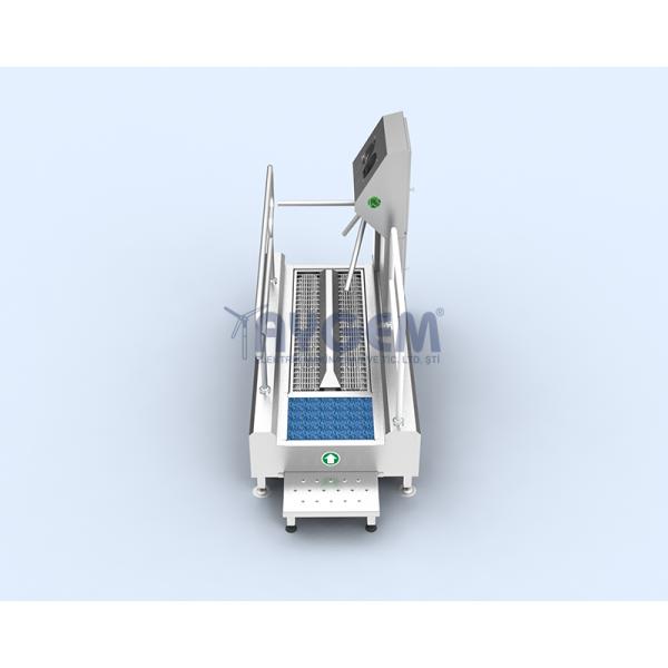 HORIZANTAL BRUSHED- HAND AND FOOT DISINFECTION UNIT  WITH TURNSTILE