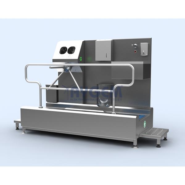HORIZONTAL BRUSHED- HAND AND  FOOT DISINFECTION UNIT WITH TURNSTILE AND SİNK