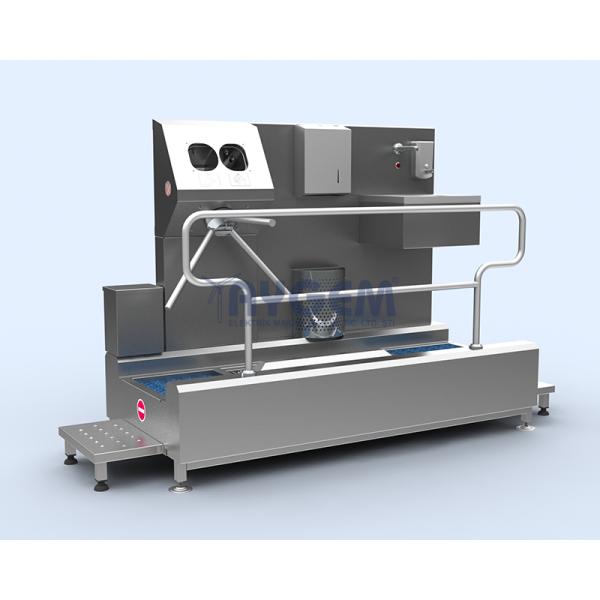 HORIZONTAL BRUSHED- HAND AND  FOOT DISINFECTION UNIT WITH TURNSTILE AND SİNK