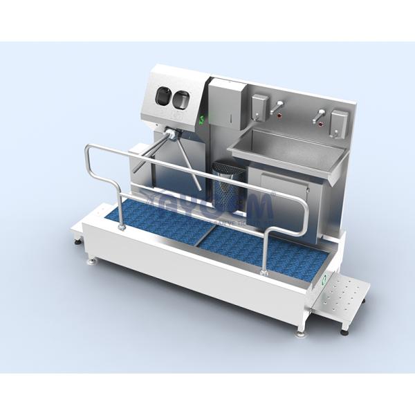 HAND AND FOOT DISINFECTANT LINE WITH DOUBLE SINK TURNSTILES