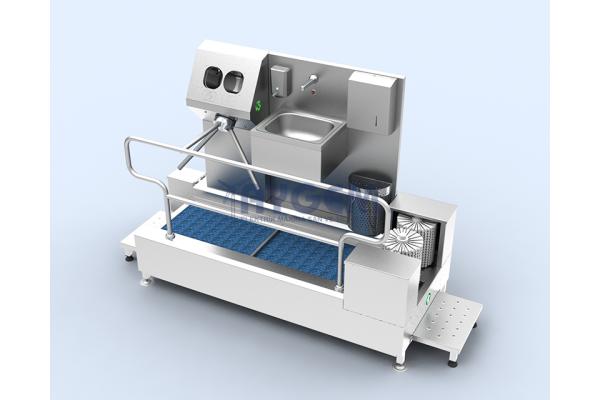 VERTICAL BRUSHED- HAND AND FOOT  DISINFECTION UNIT WITH SINK 