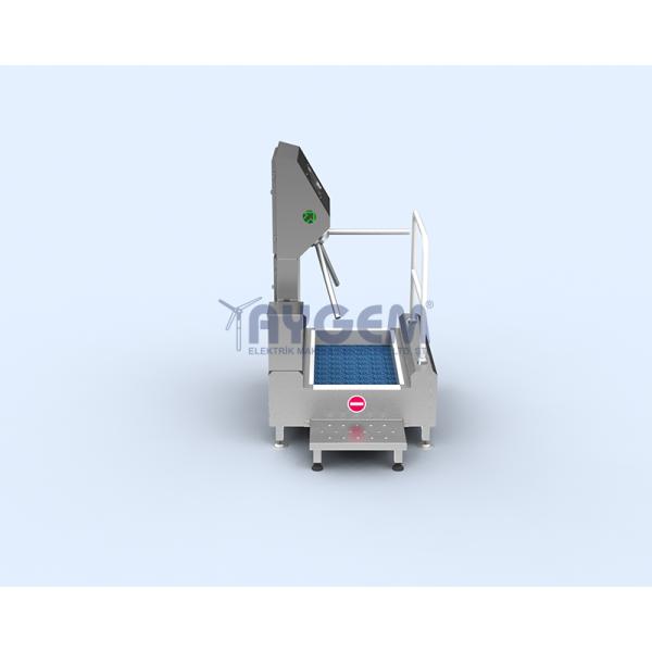 HAND AND FOOT DISINFECTANT LINEꓹ  COUPLED WITH TURNSTILE -WITH DEEP AND   SHALLOWER   OPTION