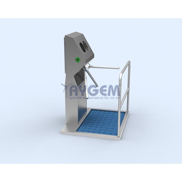 HAND DISINFECTION UNIT WITH PLATFORM AND TURNSTILE